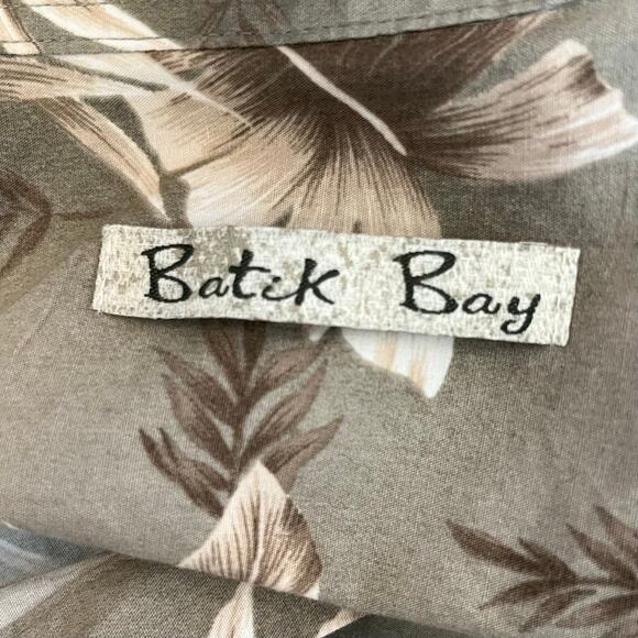 Batik Bay Green Hawaiian Leaf Print Cotton Button Front Short Sleeve Shirt XXL - Picture 3 of 13